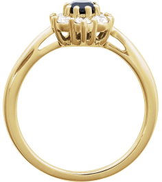 689138 Ring Set 14K Yellow Lab-Grown Blue Sapphire Oval 6 X 4 Mm Natural Diamond Polished Lab-Grown Blue Sapphire And 38 Ctw Natural Diamond Ring