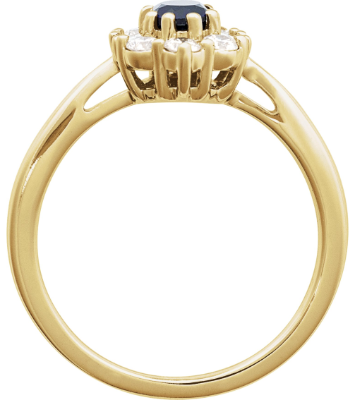 689138 Ring Set 14K Yellow Lab-Grown Blue Sapphire Oval 6 X 4 Mm Natural Diamond Polished Lab-Grown Blue Sapphire And 38 Ctw Natural Diamond Ring