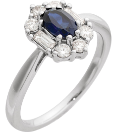 689138 Ring Set 14K White Lab-Grown Blue Sapphire Oval 6 X 4 Mm Natural Diamond Polished Lab-Grown Blue Sapphire And 38 Ctw Natural Diamond Ring