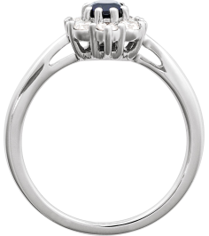 689138 Ring Set 14K White Lab-Grown Blue Sapphire Oval 6 X 4 Mm Natural Diamond Polished Lab-Grown Blue Sapphire And 38 Ctw Natural Diamond Ring