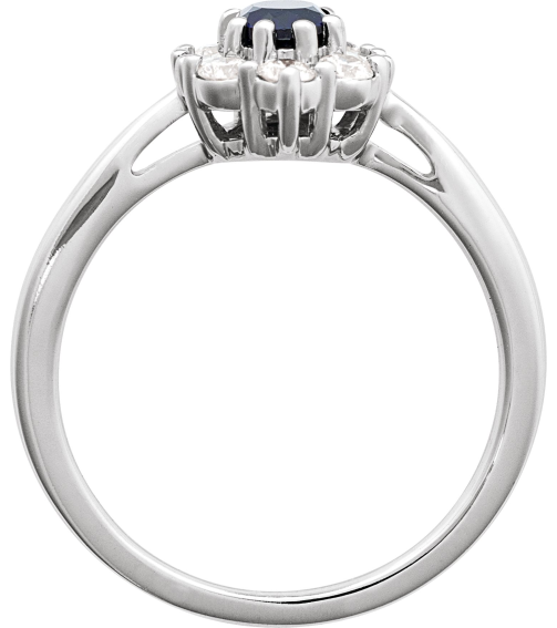 689138 Ring Set 14K White Lab-Grown Blue Sapphire Oval 6 X 4 Mm Natural Diamond Polished Lab-Grown Blue Sapphire And 38 Ctw Natural Diamond Ring