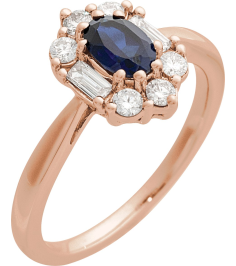 689138 Ring Set 14K Rose Lab-Grown Blue Sapphire Oval 6 X 4 Mm Natural Diamond Polished Lab-Grown Blue Sapphire And 38 Ctw Natural Diamond Ring