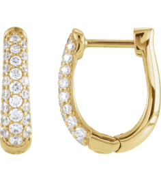 689136 Earring Set 14K Yellow 14.9 Mm 3.9 Mm Natural Diamond Round 1.7Mm 12 Ctw I1, Gh Pair Hinged Polished 12 Ctw Natural Diamond Hoop Earrings
