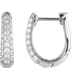 689136 Earring Set 14K White 14.9 Mm 3.9 Mm Natural Diamond Round 1.7Mm 12 Ctw I1, Gh Pair Hinged Polished 12 Ctw Natural Diamond Hoop Earrings