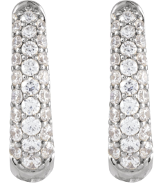 689136 Earring Set 14K White 14.9 Mm 3.9 Mm Natural Diamond Round 1.7Mm 12 Ctw I1, Gh Pair Hinged Polished 12 Ctw Natural Diamond Hoop Earrings