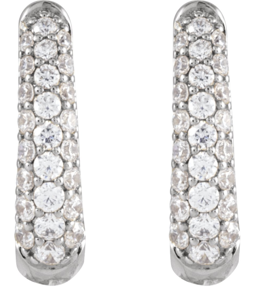 689136 Earring Set 14K White 14.9 Mm 3.9 Mm Natural Diamond Round 1.7Mm 12 Ctw I1, Gh Pair Hinged Polished 12 Ctw Natural Diamond Hoop Earrings