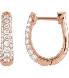 689136 Earring Set 14K Rose 14.9 Mm 3.9 Mm Natural Diamond Round 1.7Mm 12 Ctw I1, Gh Pair Hinged Polished 12 Ctw Natural Diamond Hoop Earrings