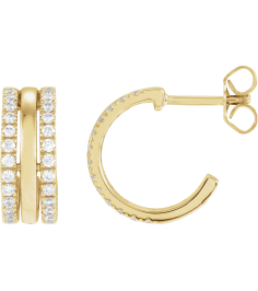 689140 Earring Set Natural Diamond Round 1.3 Mm 14K Yellow Pair Friction Backs Included Polished 12 Ctw Natural Diamond Earrings