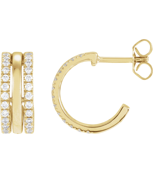 689140 Earring Set Natural Diamond Round 1.3 Mm 14K Yellow Pair Friction Backs Included Polished 12 Ctw Natural Diamond Earrings
