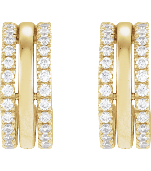 689140 Earring Set Natural Diamond Round 1.3 Mm 14K Yellow Pair Friction Backs Included Polished 12 Ctw Natural Diamond Earrings