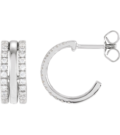 689140 Earring Set Natural Diamond Round 1.3 Mm 14K White Pair Friction Backs Included Polished 12 Ctw Natural Diamond Earrings