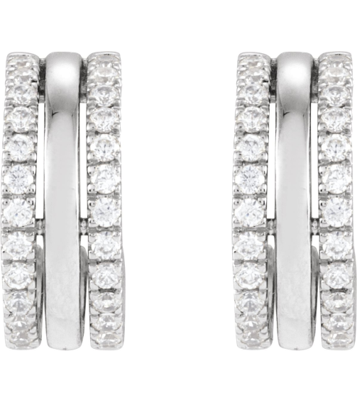 689140 Earring Set Natural Diamond Round 1.3 Mm 14K White Pair Friction Backs Included Polished 12 Ctw Natural Diamond Earrings