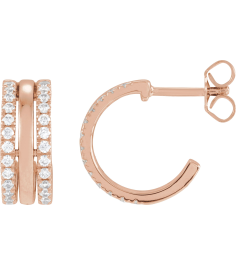 689140 Earring Set Natural Diamond Round 1.3 Mm 14K Rose Pair Friction Backs Included Polished 12 Ctw Natural Diamond Earrings