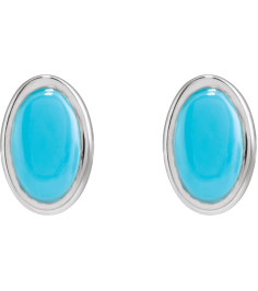 23489 Sterling Silver Set Oval Natural Turquoise Pair 5 X 3 Mm Friction Friction Backs Included Bezel Polished Natural Cabochon Turquoise Bezel Earrings