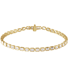 Brc963 Bracelet Set 14K Yellow Emerald Lab-Grown Diamond 3.5 X 2.4Mm 6 14 Ctw Si, G-H 7 In Polished 6 14 Ctw Lab-Grown Diamond Line Bracelet