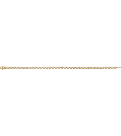 Brc963 Bracelet Set 14K Yellow Emerald Lab-Grown Diamond 3.5 X 2.4Mm 6 14 Ctw Si, G-H 7 In Polished 6 14 Ctw Lab-Grown Diamond Line Bracelet