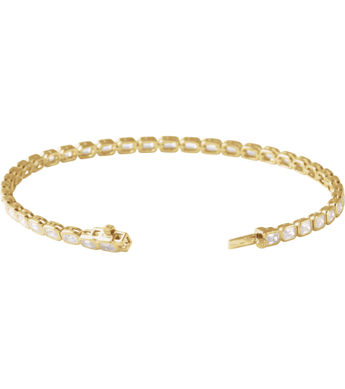 Brc963 Bracelet Set 14K Yellow Emerald Lab-Grown Diamond 3.5 X 2.4Mm 6 14 Ctw Si, G-H 7 In Polished 6 14 Ctw Lab-Grown Diamond Line Bracelet