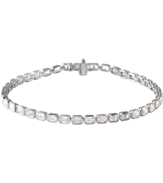 Brc963 Bracelet Set 14K White Emerald Lab-Grown Diamond 3.5 X 2.4Mm 6 14 Ctw Si, G-H 7 In Polished 6 14 Ctw Lab-Grown Diamond Line Bracelet