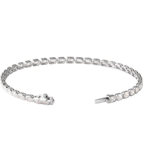 Brc963 Bracelet Set 14K White Emerald Lab-Grown Diamond 3.5 X 2.4Mm 6 14 Ctw Si, G-H 7 In Polished 6 14 Ctw Lab-Grown Diamond Line Bracelet