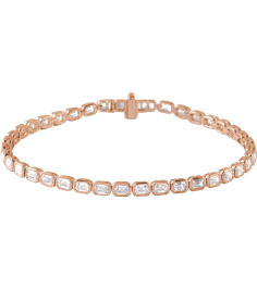 Brc963 Bracelet Set 14K Rose Emerald Lab-Grown Diamond 3.5 X 2.4Mm 6 14 Ctw Si, G-H 7 In Polished 6 14 Ctw Lab-Grown Diamond Line Bracelet
