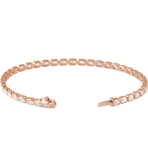 Brc963 Bracelet Set 14K Rose Emerald Lab-Grown Diamond 3.5 X 2.4Mm 6 14 Ctw Si, G-H 7 In Polished 6 14 Ctw Lab-Grown Diamond Line Bracelet