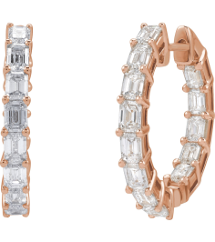 689144 Earring Set 14K Rose 21.2 Mm 3.2 Mm Natural Diamond Emerald 3.2 X 2.3Mm 3 Ctw I1, Gh Pair Hinged Polished 3 Ctw Natural Diamond Inside-Outside Hoop Earrings