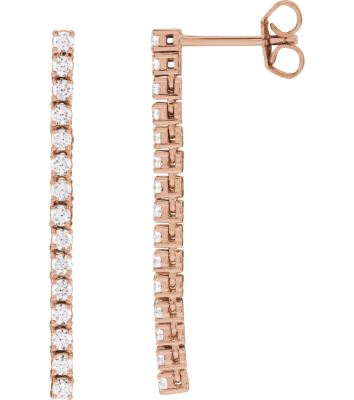 689145 Earring Set Natural Diamond Round 1.8 Mm 14K Rose Pair Friction Backs Included Polished 34 Ctw Natural Diamond Drop Earrings