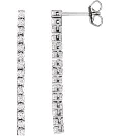 689145 Earring Set Lab-Grown Diamond Round 1.8 Mm 14K White Pair Friction Backs Included Polished 34 Ctw Lab-Grown Diamond Drop Earrings