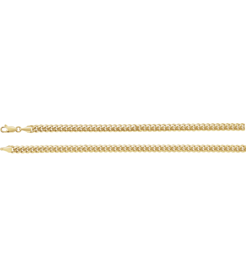 Ch1243 14K Yellow Curb 5 Mm 18 In Lobster Clasp Polished Miami Cuban Curb Chain