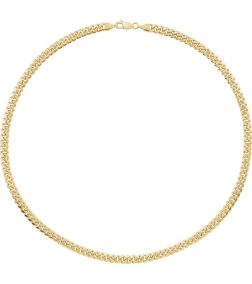 Ch1243 14K Yellow Curb 5 Mm 18 In Lobster Clasp Polished Miami Cuban Curb Chain
