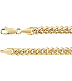 Ch1243 14K Yellow Curb 5 Mm 20 In Lobster Clasp Polished Miami Cuban Curb Chain
