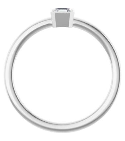 126777 Ring Set Sterling Silver Natural Diamond Asscher 3.5 X 3.5 Mm Polished 14 Ct Natural Diamond Bezel-Set Ring