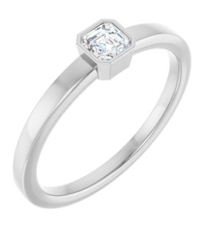 126777 Ring Set 14K White Lab-Grown Diamond Asscher 3.5 X 3.5 Mm Polished 14 Ct Lab-Grown Diamond Bezel-Set Ring