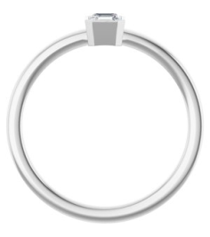 126777 Ring Set 14K White Natural Diamond Asscher 3.5 X 3.5 Mm Polished 14 Ct Natural Diamond Bezel-Set Ring