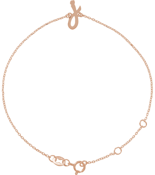 Brc957 Bracelet 14K Rose Initial J 6 12-7 12 In Polished Initial Bracelet
