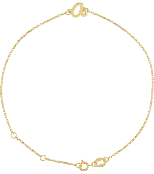 Brc957 Bracelet 14K Yellow Initial A 6 12-7 12 In Polished Initial Bracelet