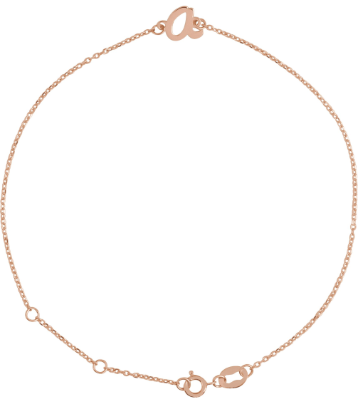 Brc957 Bracelet 14K Rose Initial A 6 12-7 12 In Polished Initial Bracelet