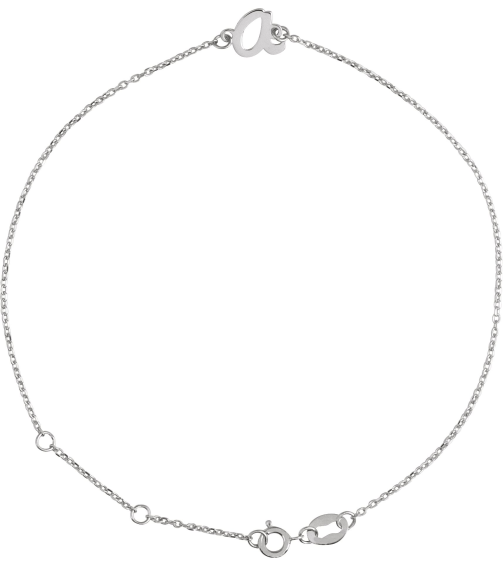 Brc957 Bracelet 14K White Initial A 6 12-7 12 In Polished Initial Bracelet