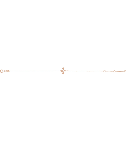 Brc957 Bracelet 14K Rose Initial F 6 12-7 12 In Polished Initial Bracelet