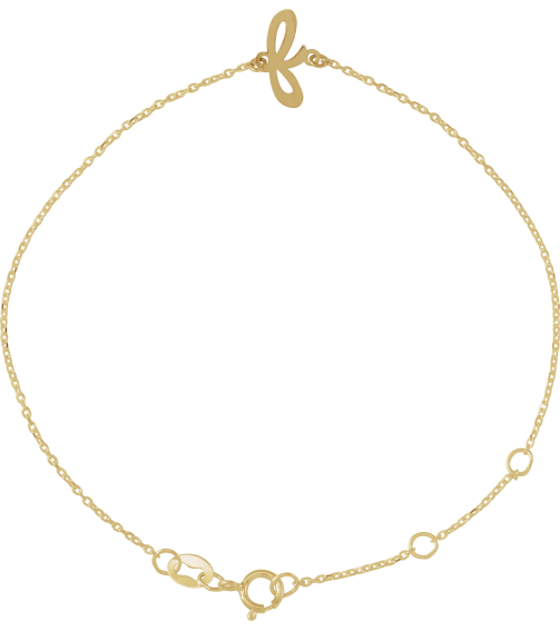 Brc957 Bracelet 14K Yellow Initial F 6 12-7 12 In Polished Initial Bracelet