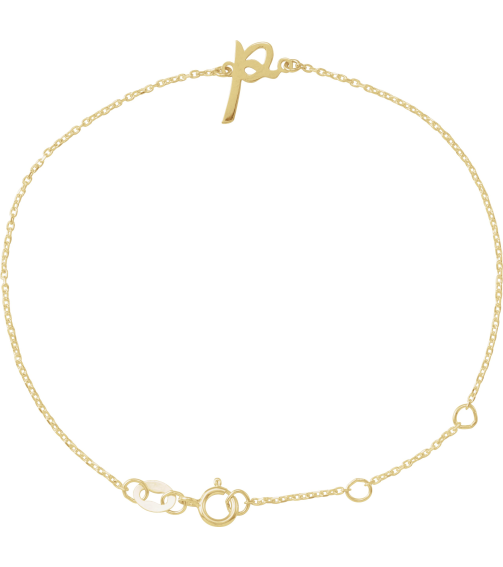 Brc957 Bracelet 14K Yellow Initial P 6 12-7 12 In Polished Initial Bracelet