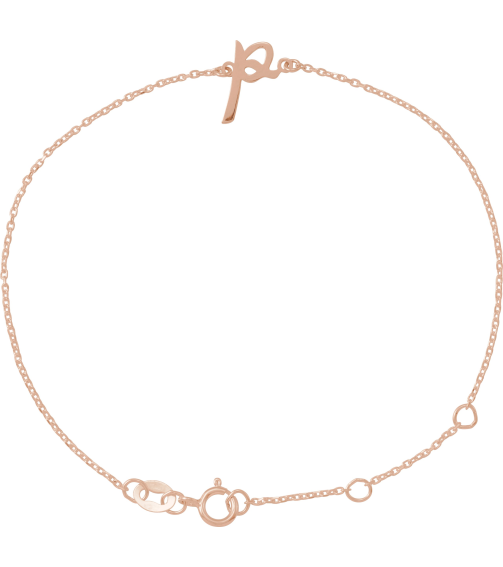 Brc957 Bracelet 14K Rose Initial P 6 12-7 12 In Polished Initial Bracelet