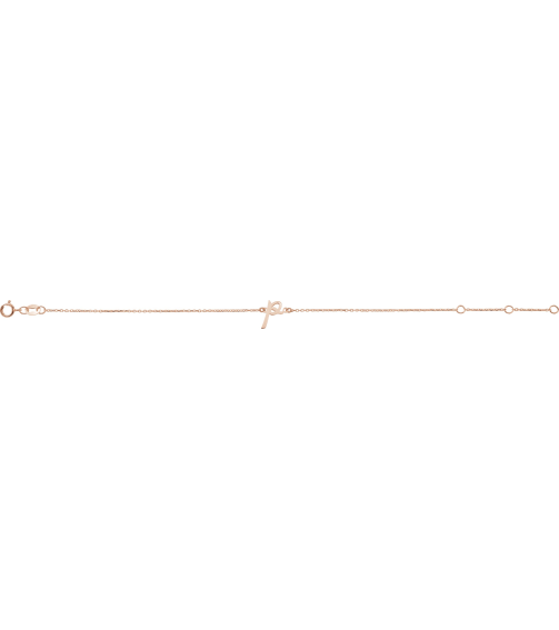 Brc957 Bracelet 14K Rose Initial P 6 12-7 12 In Polished Initial Bracelet
