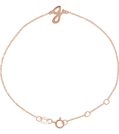 Brc957 Bracelet 14K Rose Initial G 6 12-7 12 In Polished Initial Bracelet