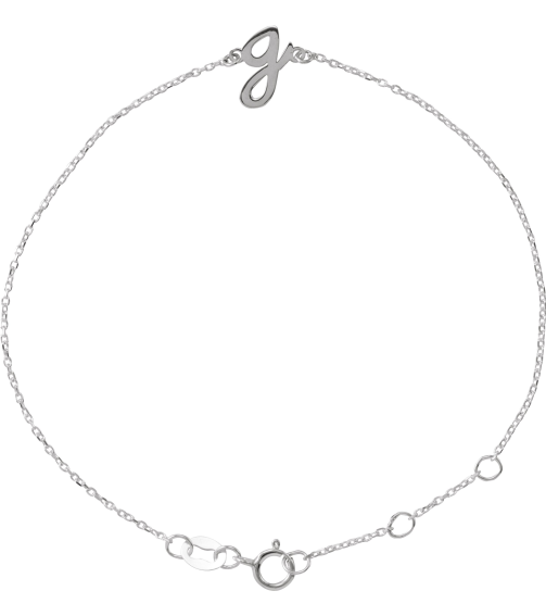Brc957 Bracelet 14K White Initial G 6 12-7 12 In Polished Initial Bracelet