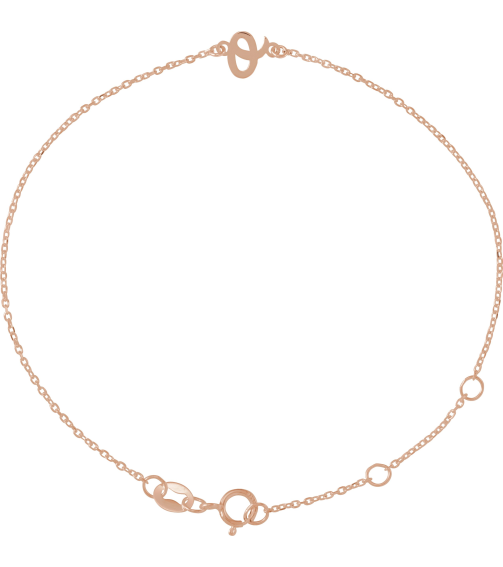 Brc957 Bracelet 14K Rose Initial O 6 12-7 12 In Polished Initial Bracelet