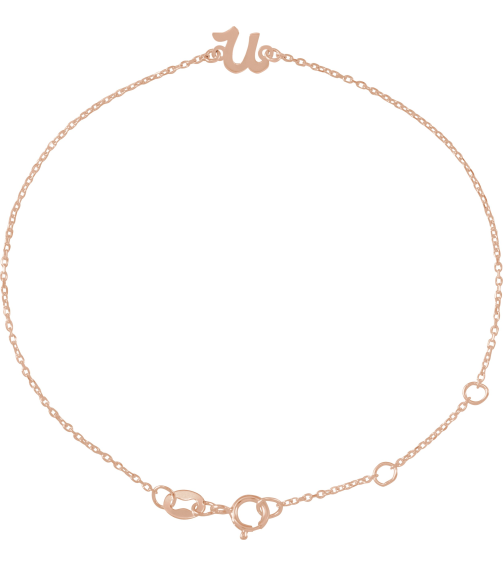 Brc957 Bracelet 14K Rose Initial U 6 12-7 12 In Polished Initial Bracelet