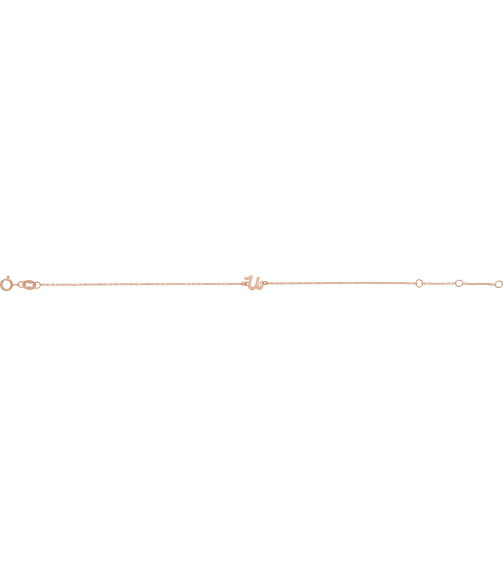 Brc957 Bracelet 14K Rose Initial U 6 12-7 12 In Polished Initial Bracelet