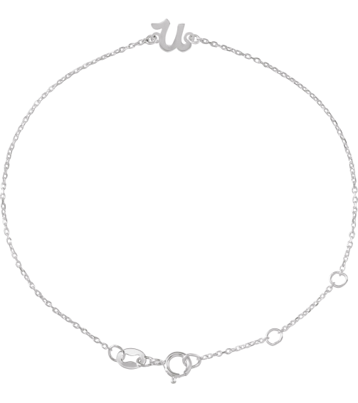 Brc957 Bracelet Sterling Silver Initial U 6 12-7 12 In Polished Initial Bracelet