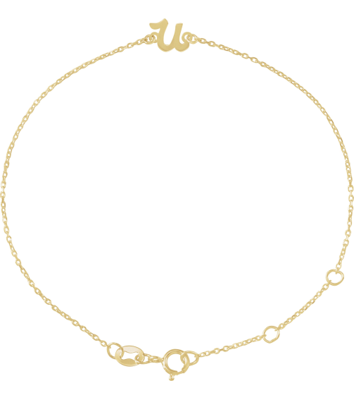 Brc957 Bracelet 14K Yellow Initial U 6 12-7 12 In Polished Initial Bracelet